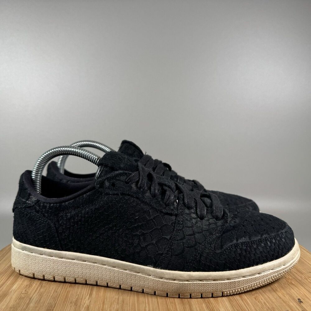 Nike Air Jordan 1 Retro Low Women's 9 Black Python Print Sail AJ6004-010 Shoes